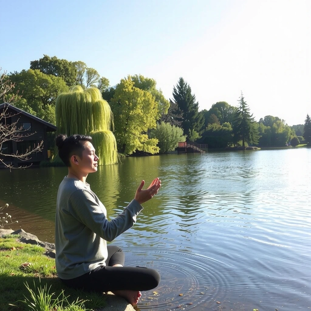 Personne méditant dans un environnement calme
